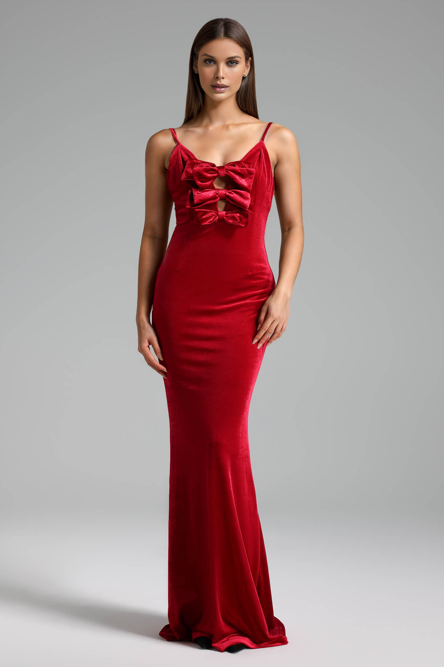 Red V-Neck Bodycon Dress - Lavinia - Image 8