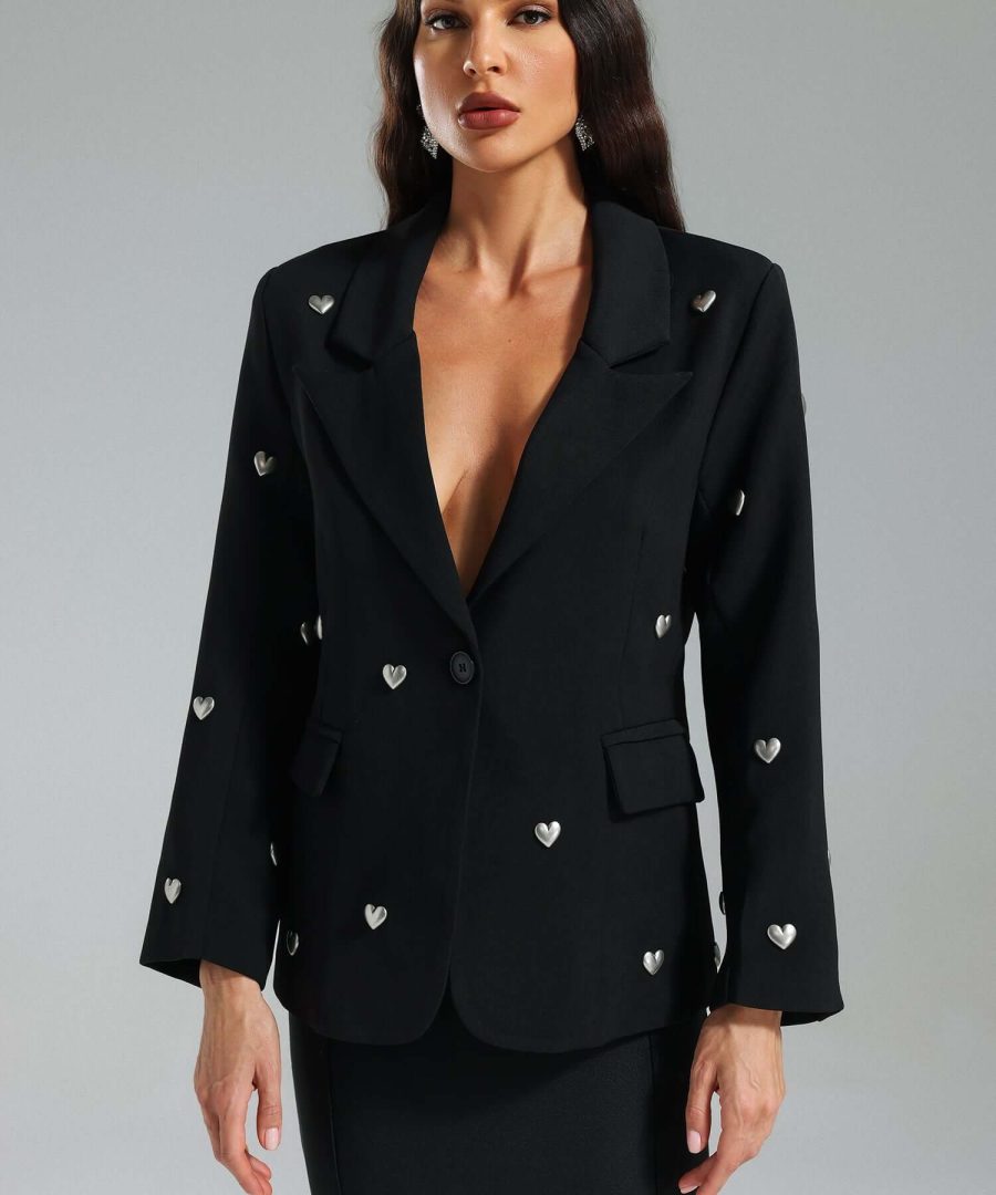 3D Hearts Applique Blazer - Lucy