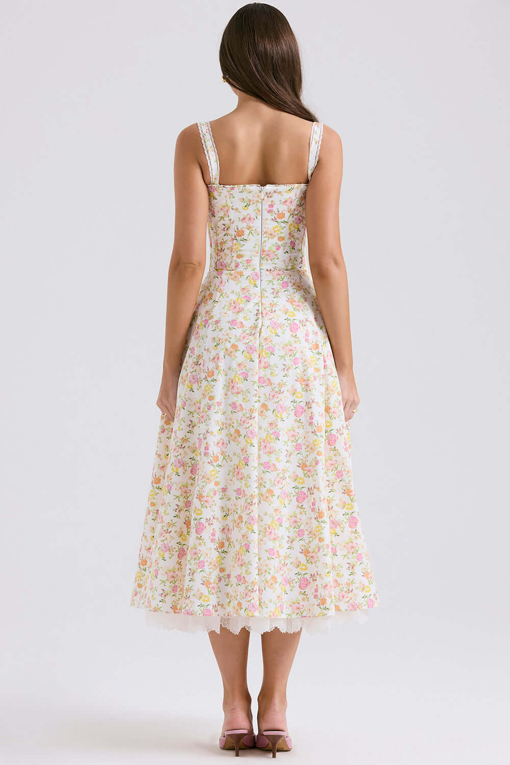 Lace Up Floral Strap Dress - Madala - Image 7