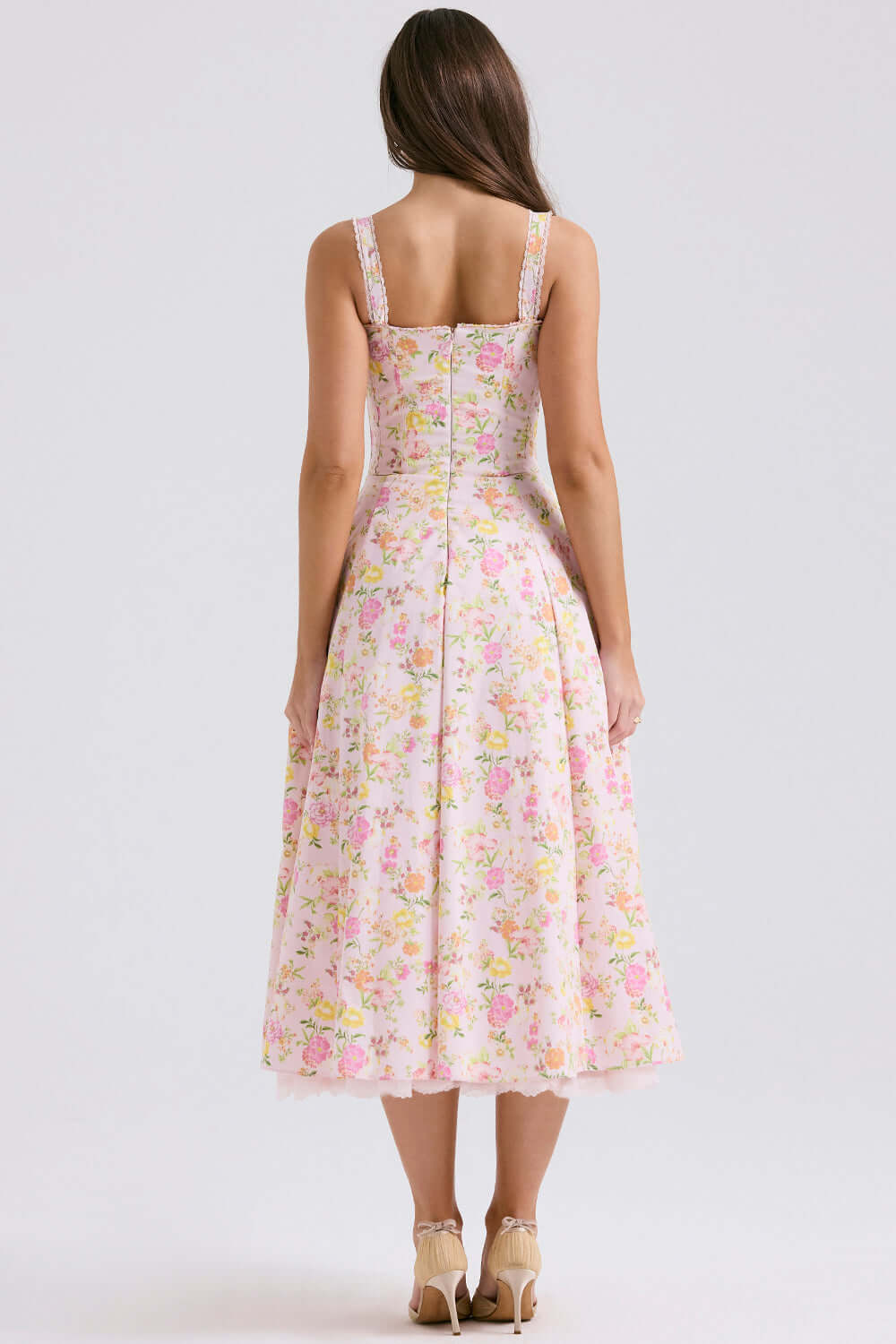 Lace Up Floral Strap Dress - Madala - Image 2