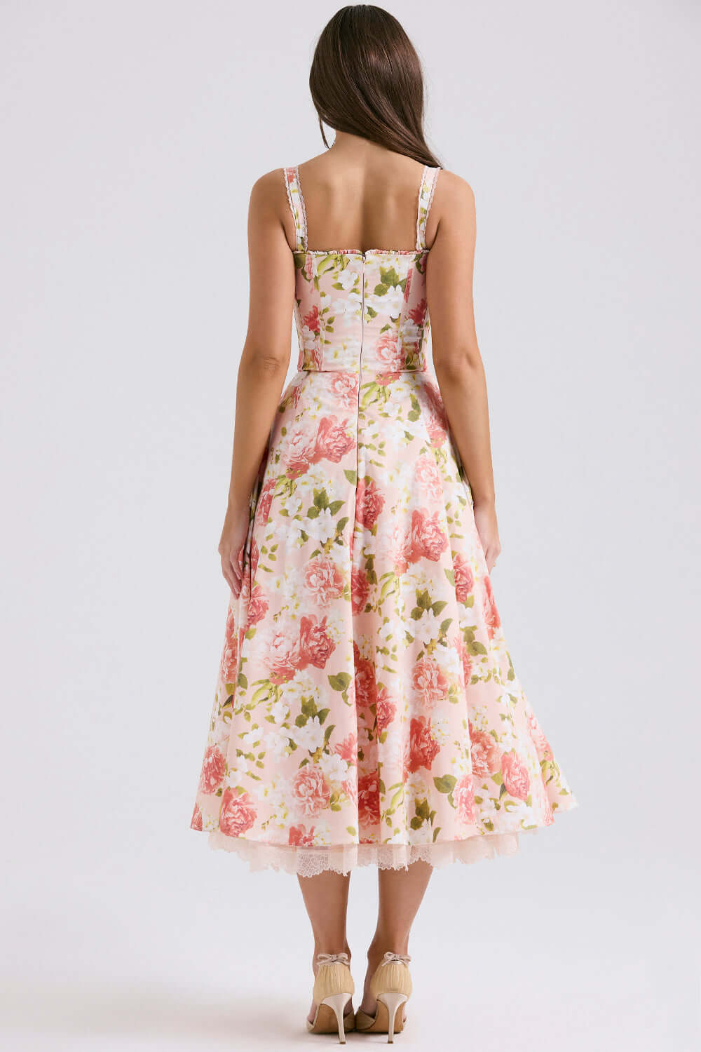 Lace Up Floral Strap Dress - Madala - Image 6