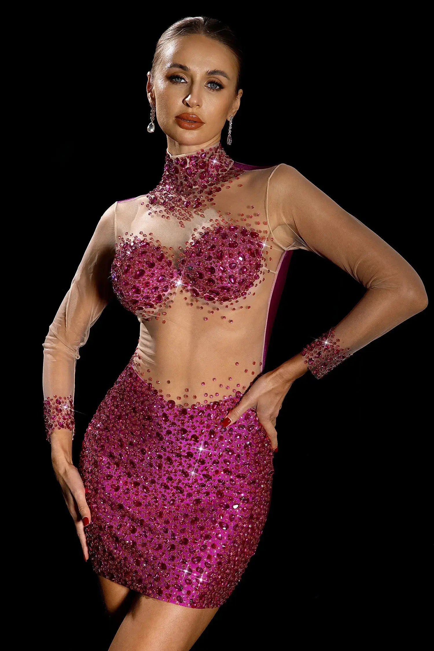 Mesh Crystal Mini Dress - Ryacinth - Image 5