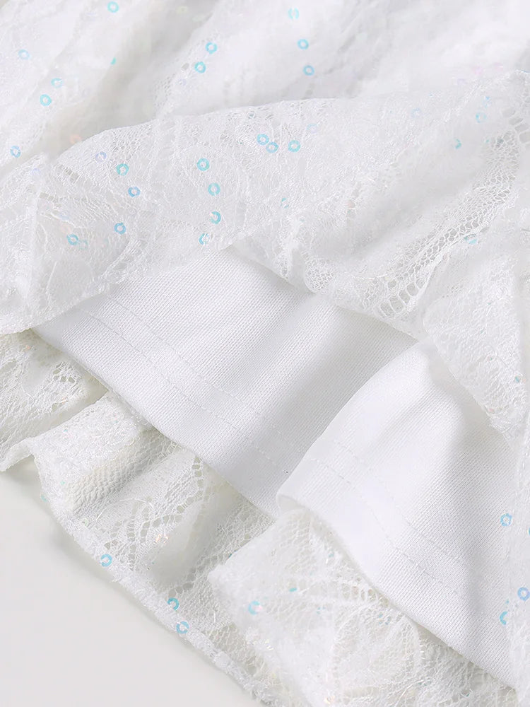 Luxury Sequined Lace Mini Dress